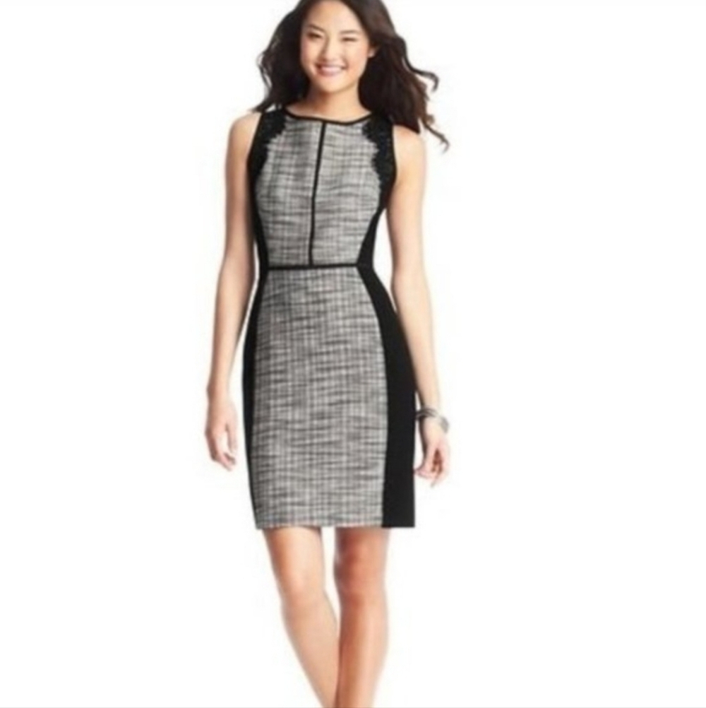 Loft Black & White Textured Dress, Women's 2P. Office Business Church
